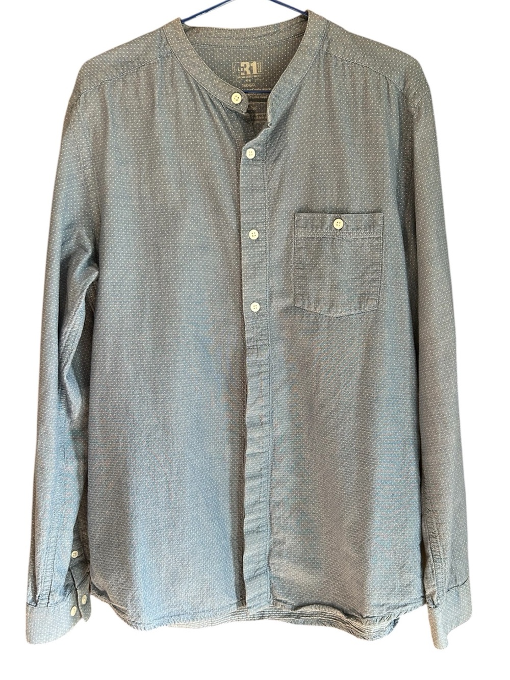 Simons - Le 31 Light Blue Band-Collar Button Down Shirt